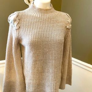 Cable knit turtleneck sweater